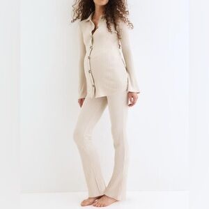 H&M Maternity Cream Ribbed Knit Set